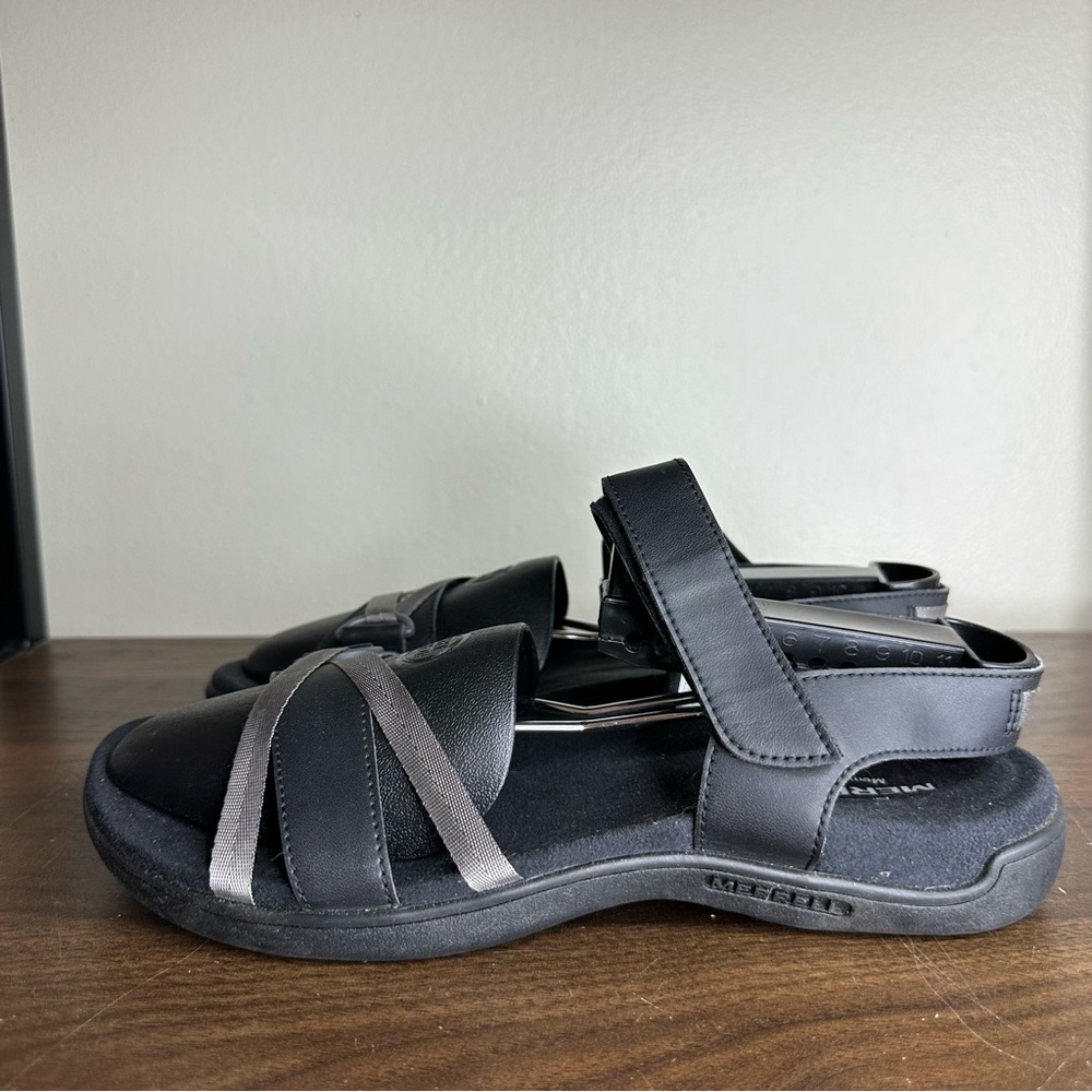 Merrell Black Leather District Sandals Sz 8 Womens